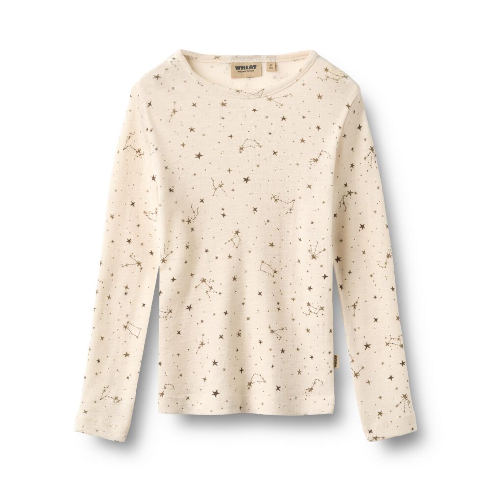 Wheat Alfie pikkade varrukatega meriinovillane pluus – Eggshell Stars