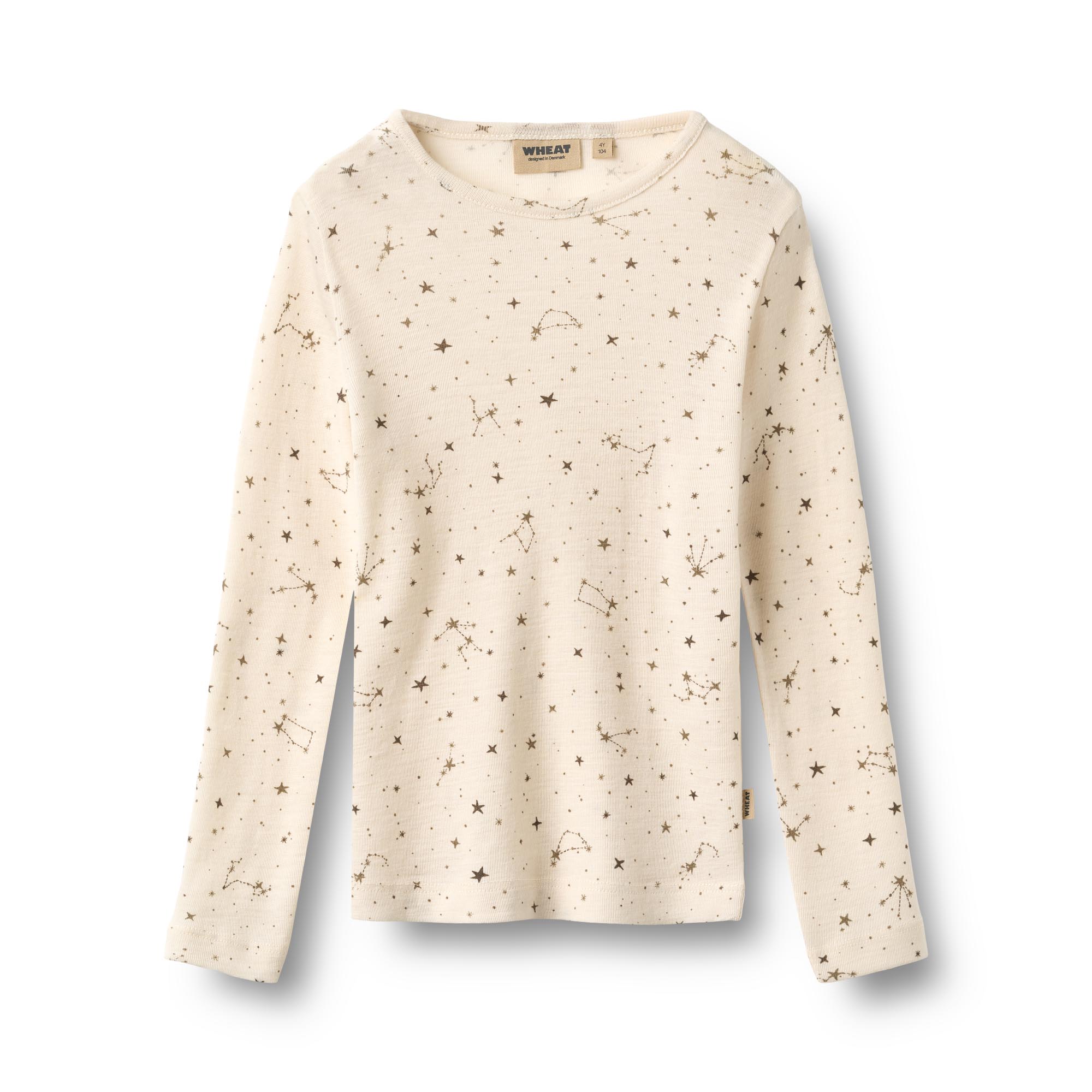 Wheat Alfie pikkade varrukatega meriinovillane pluus – Eggshell Stars