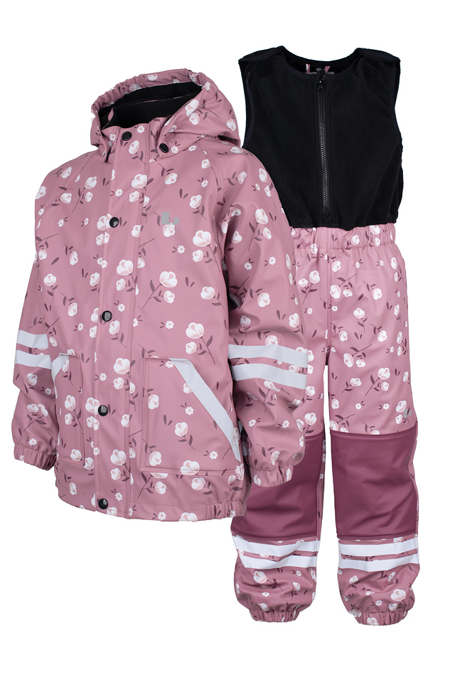 Lindberg Sweden Lekhyttan fliisvoodriga vihmakomplekt – Dahlia/White